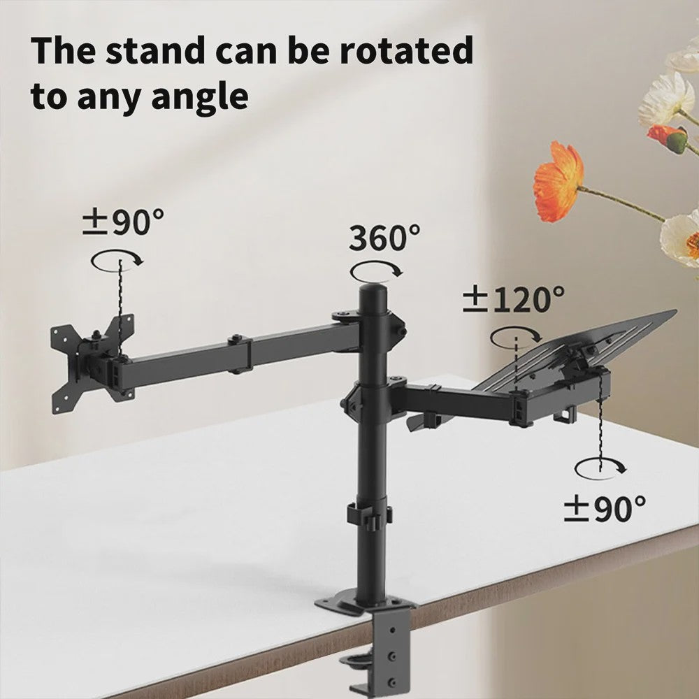 Ergonomische Monitor & Laptop Bureau Mount - Dubbele Arm met 360° Rotatie