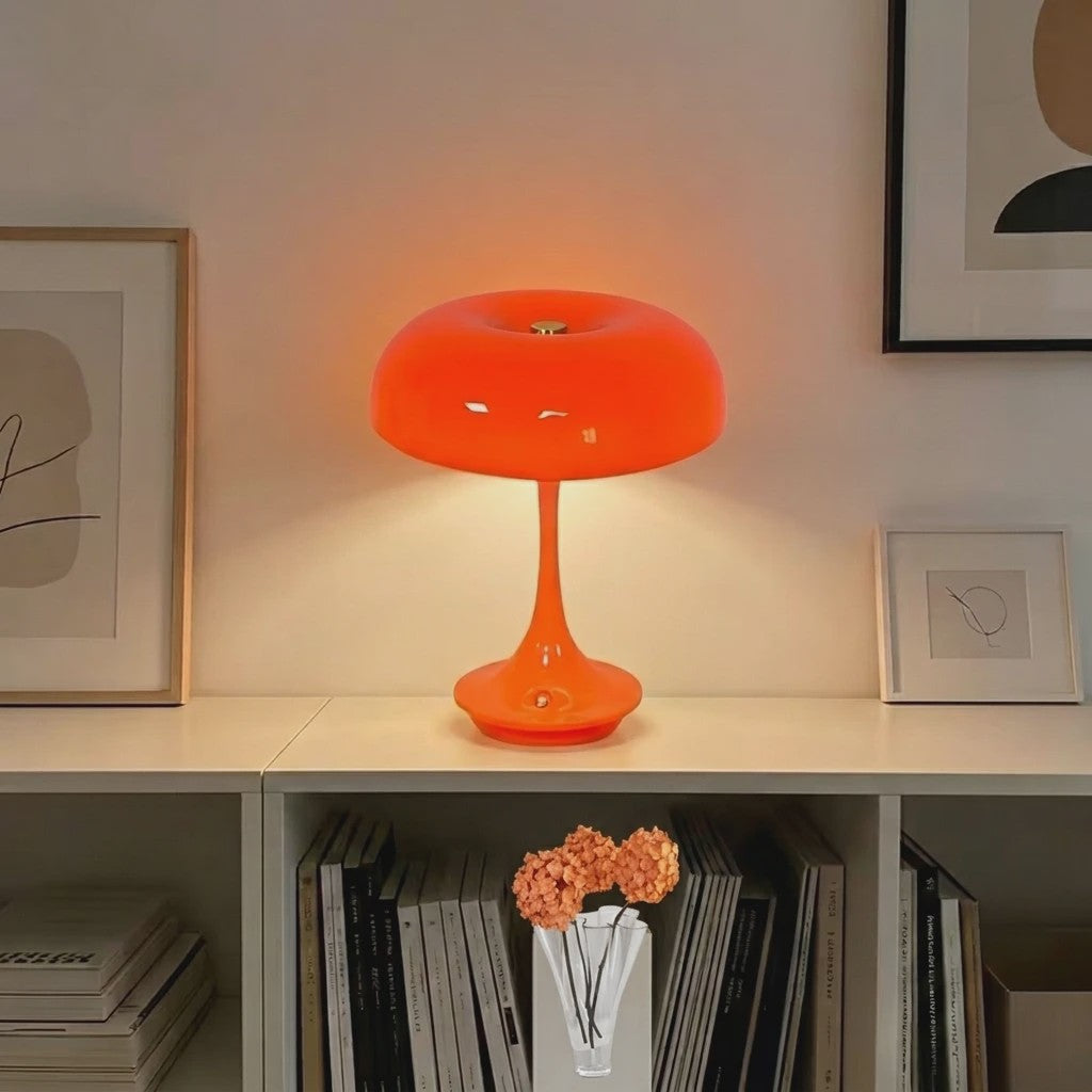 Moderne Oranje Mushroom Tafellamp met Touch Control - 3 Kleuren & Dimbaar