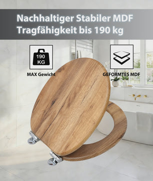SINOBATH Toiletzitting met Soft-Close, Antibacterieel en Houtlook - Duurzaam MDF