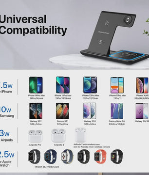 3-in-1 Opvouwbaar Draadloos Laadstation voor iPhone, Apple Watch & AirPods Pro - Snel Opladen