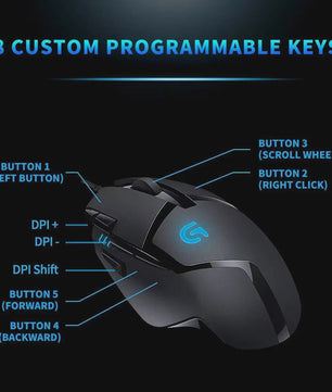 Logitech G402 Hyperion Fury FPS Gaming Muis - 1ms Respons, 32-bit ARM Processor, Anti-Slip