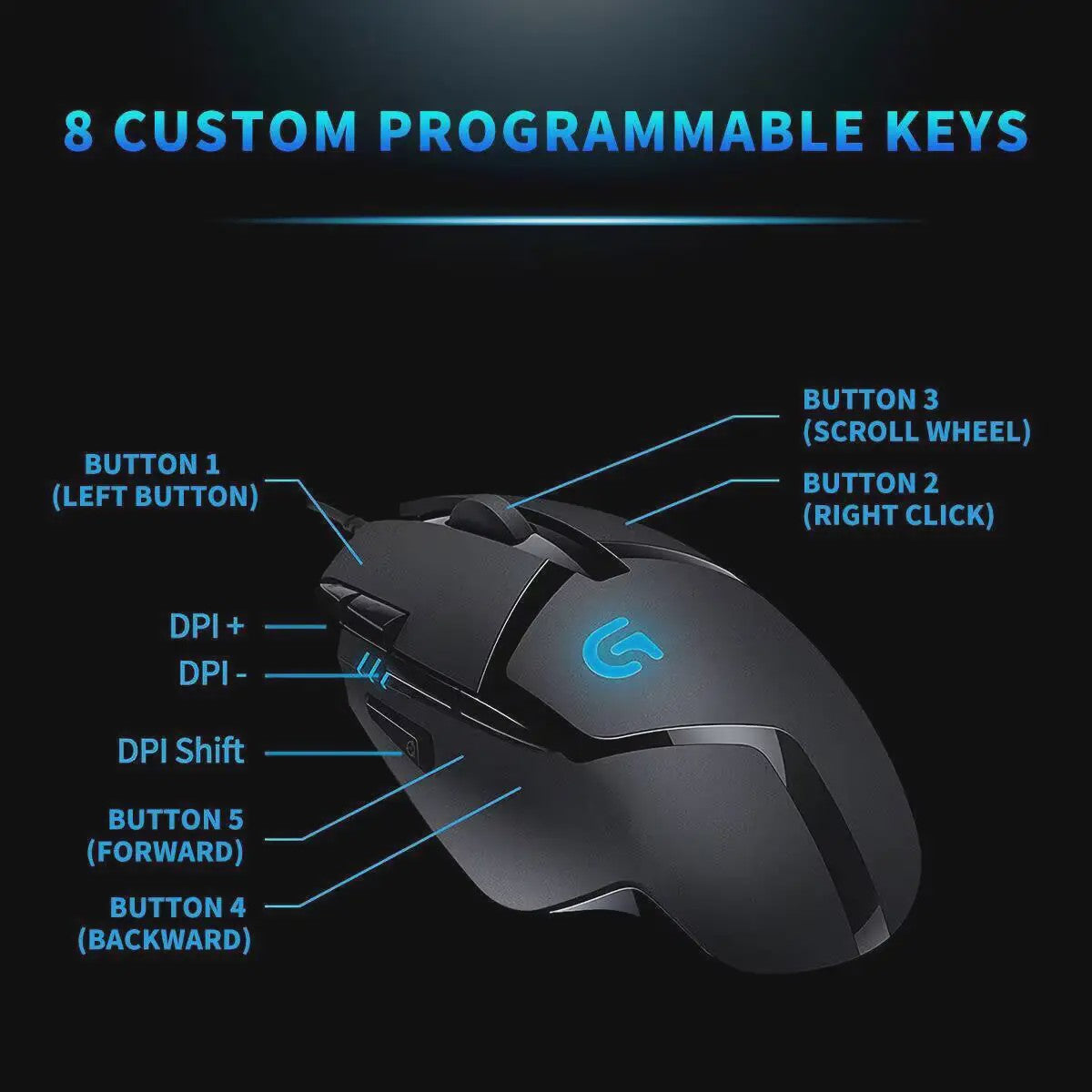 Logitech G402 Hyperion Fury FPS Gaming Muis - 1ms Respons, 32-bit ARM Processor, Anti-Slip
