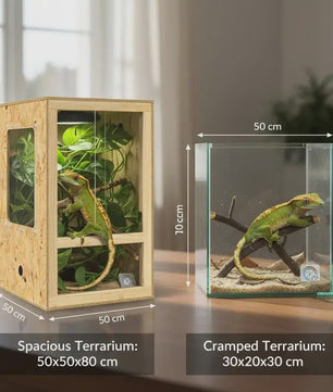 Bruin OSB Terrarium voor Reptielen en Amfibieën - 50x50x80 cm