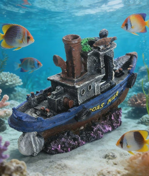 Uniek Scheepswrak Aquarium Decoratie - Verzonken Piratenschip Vistank Ornament
