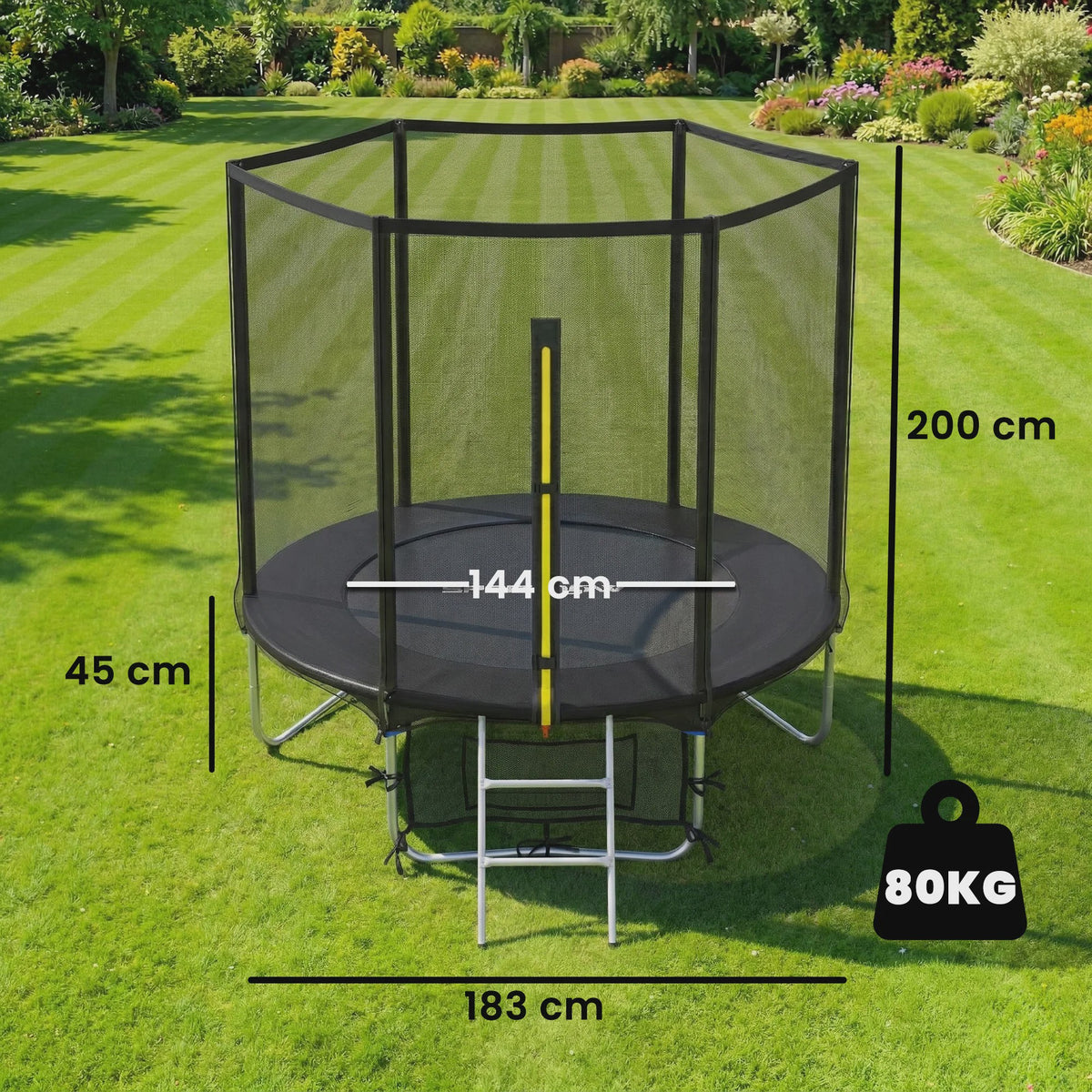 Sportnow Outdoor Trampoline Ø183 cm met Veiligheidsnet - Plezier voor +6 Jaar