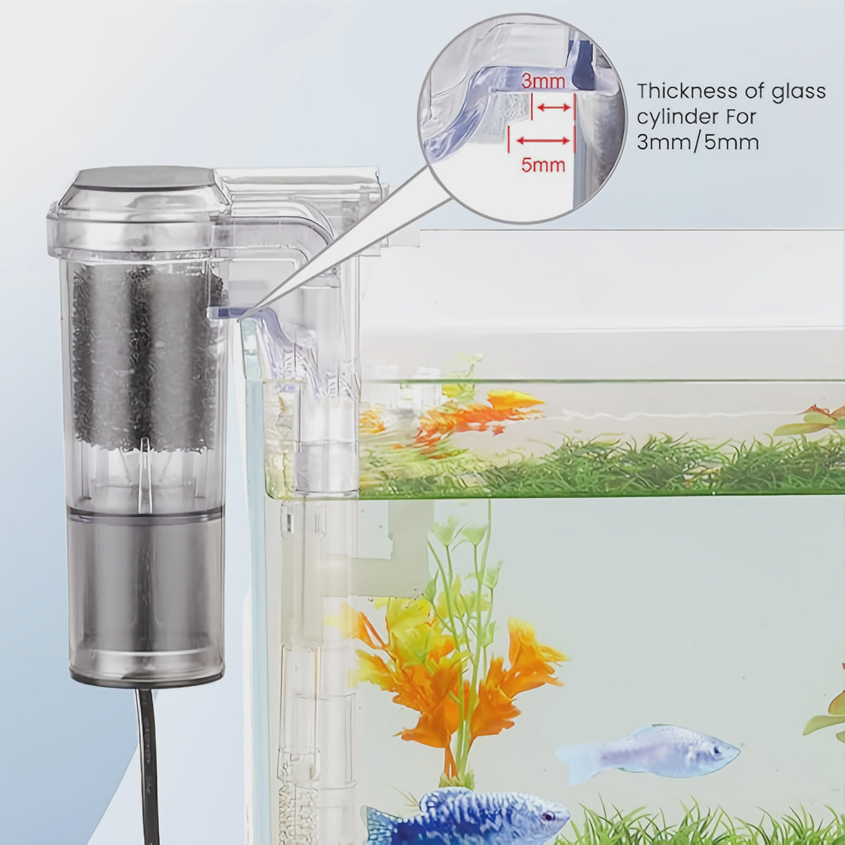Compacte Hangende Aquarium Filter met USB Voeding - Ideaal voor Aquaria tot 30cm