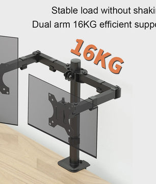 Dubbele Monitor Arm Stand met Gasveer - Verstelbaar voor 15-32 Inch Schermen, 16KG per Arm