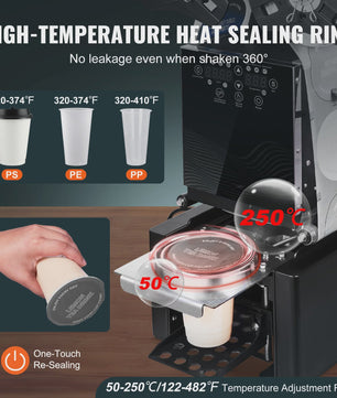 Volautomatische Cup Sealer Machine met LCD - 500-650 Cups/Uur