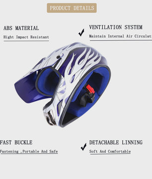 DOT Kinder Motorcross Helm Full Face met Vizier, Bril en Handschoenen - Veilig en Stijlvol