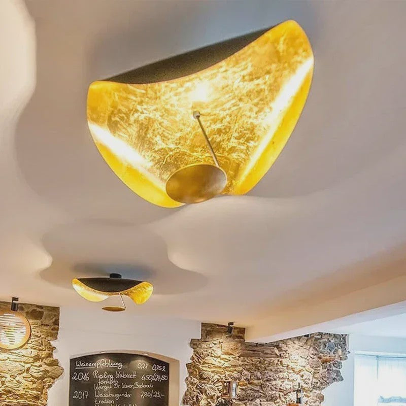 Moderne LED Plafondlamp Schotelvorm Goudkleurig Interieur - SediaXL