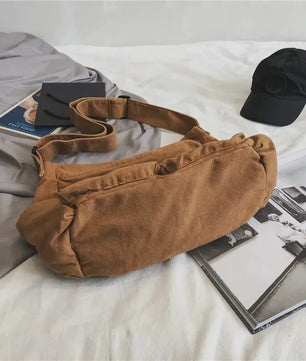 Vintage Canvas Schoudertas Dames - Ruime Crossbody Tas voor Reizen & Mode