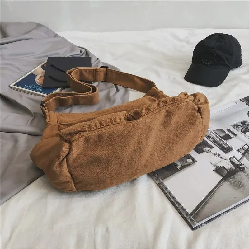 Vintage Canvas Schoudertas Dames - Ruime Crossbody Tas voor Reizen & Mode