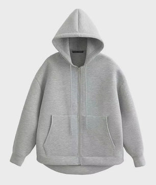 Dames Oversized Rits Hoodie Jas met Dubbele Zakken - Comfortabele Outerwear voor Herfst & Winter