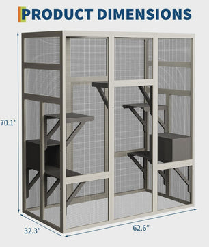 Grote Kattenren (Catio) 70'' - Waterdicht, UV-Beschermd, met Rustboxen en Platforms