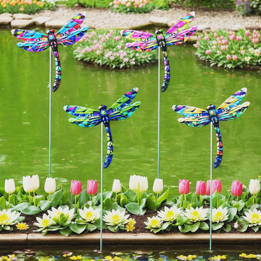 Set van 4 Decoratieve Tuin Vlinders - IJzeren Sierobjecten voor Buiten
