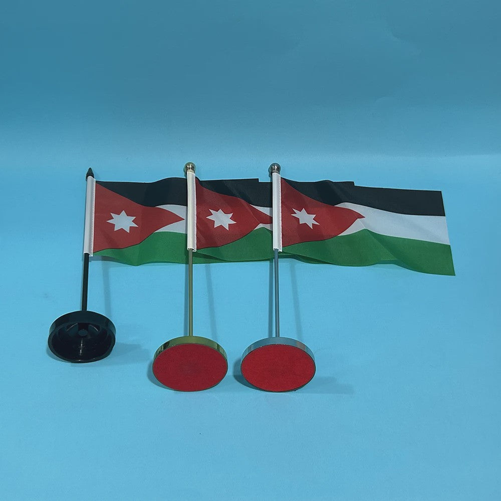 Bureauvlag Jordanië 14x21cm Polyester met Standaard - Decoratie voor Kantoor en Tafel