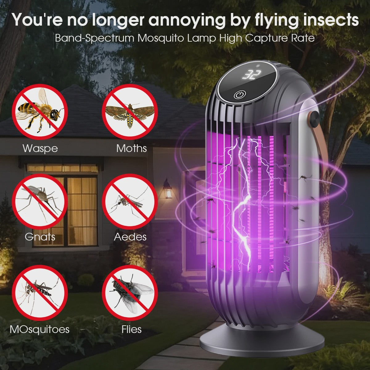 Oplaadbare Muggenlamp 4000mAh - 2-in-1 Insectendoder & Nachtlampje