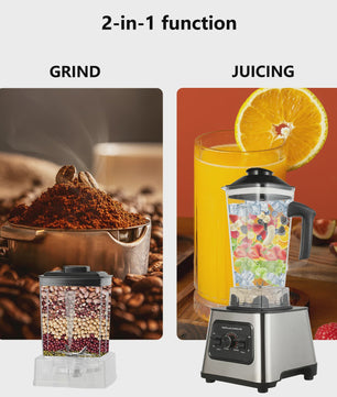 Professionele 2-in-1 Blender: 800W, 27000RPM, 2L+0.5L Dubbele Jars, IJs Crushen, Malen & Smoothies