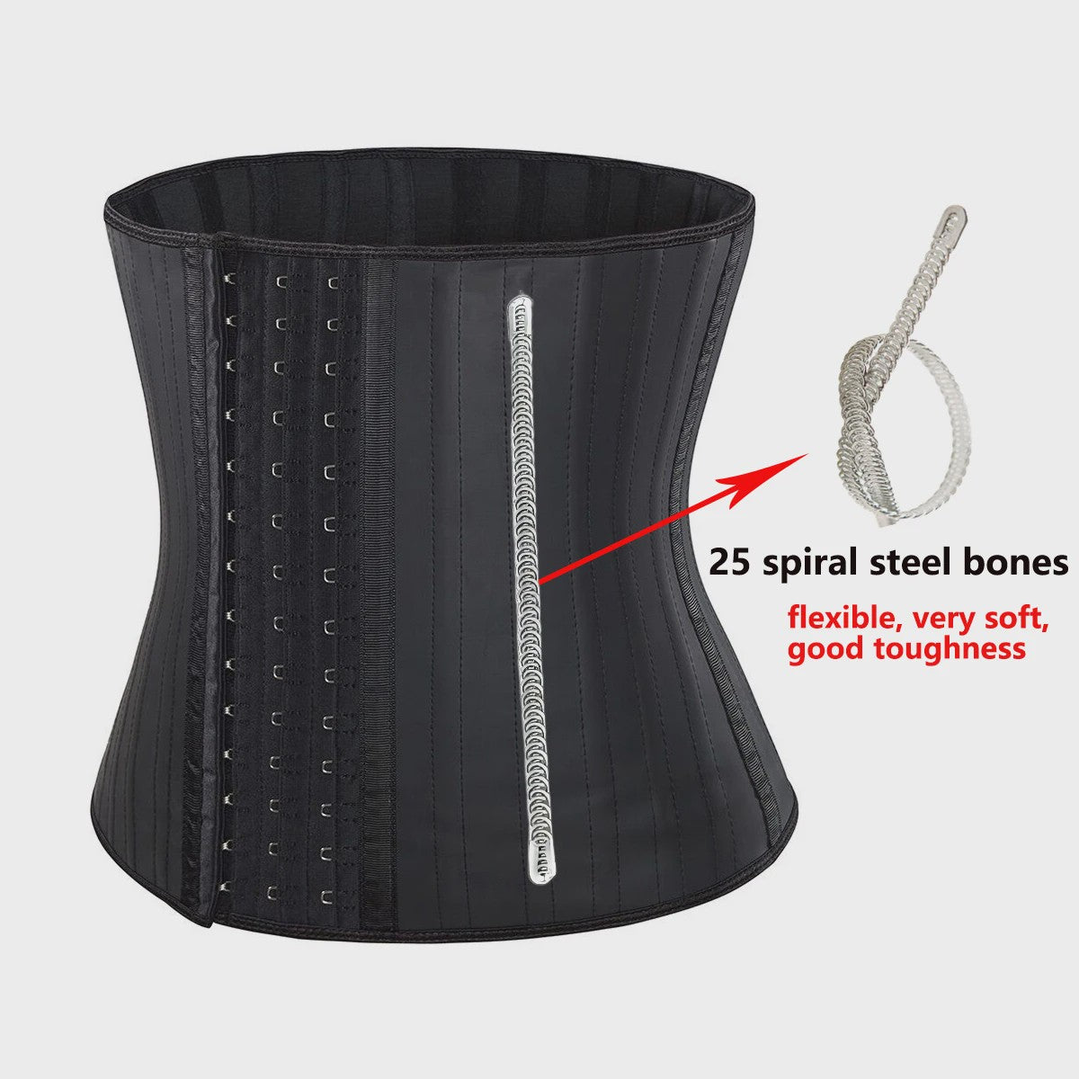 Latex Waist Trainer Corset met 25 Stalen Baleinen en Haak-oogsluiting