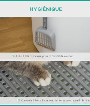 Pawhut Kattenbak Huisje met Dubbele Deuren en Schep - Wit