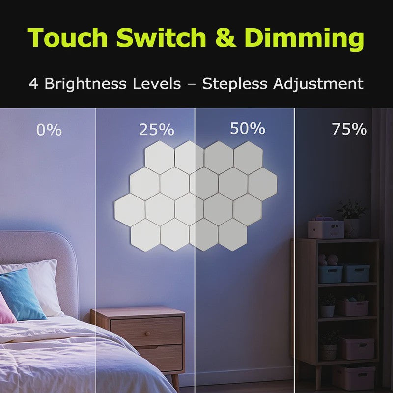 Modulaire Hexagon LED Wandlampen - Touch Control, Dimbare Sfeerverlichting