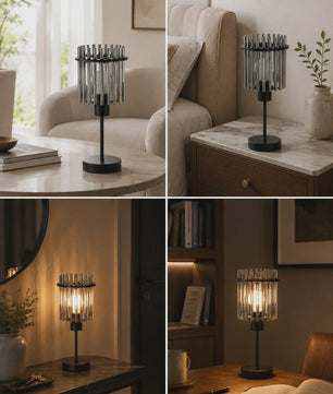 Moderne LED Tafellamp met Glazen Kap - Traploos Dimbaar & USB-C