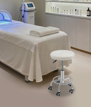 Verstelbare Draaibare Kruk op Wielen - Ideaal voor Salon, Praktijk of Bar
