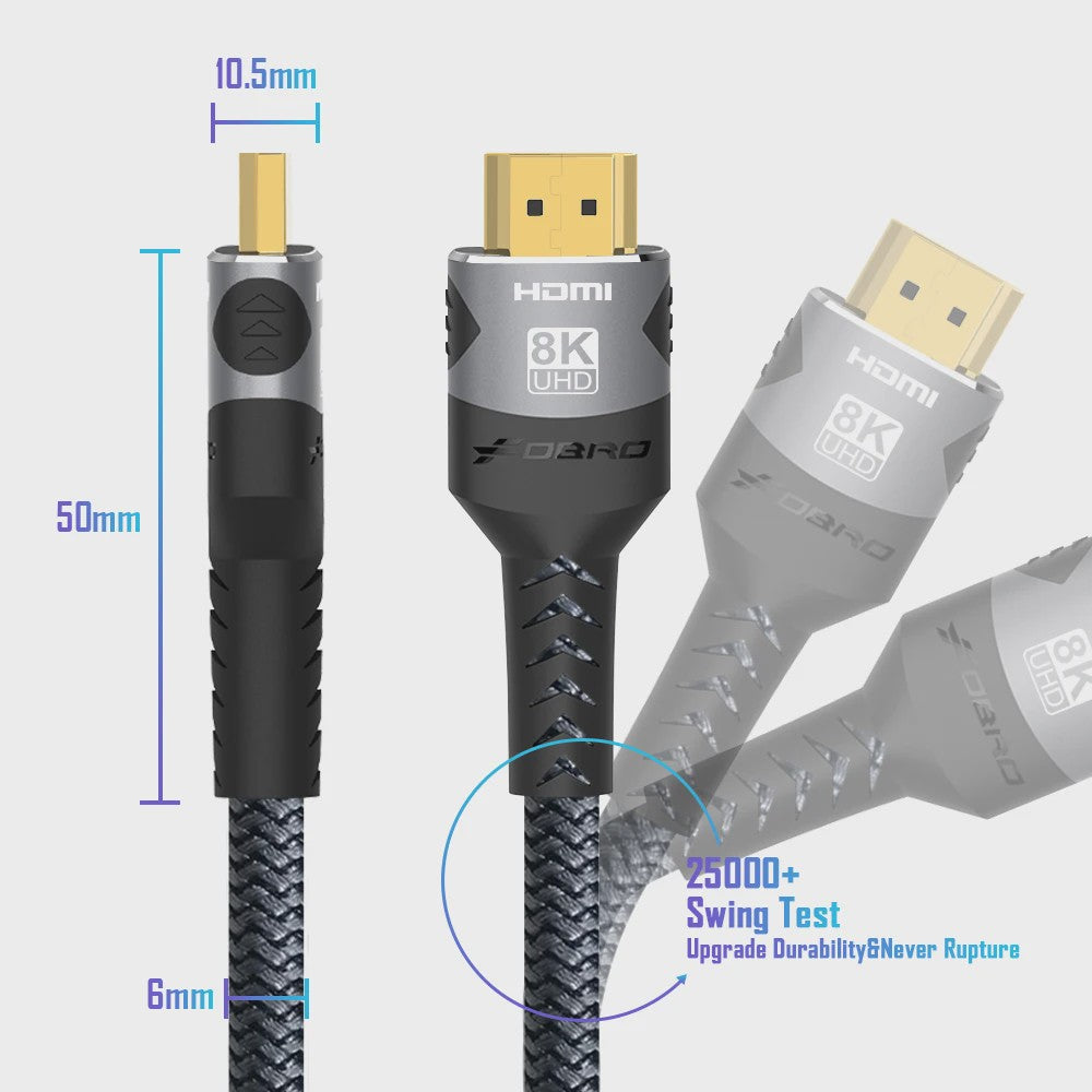 HDMI 2.1 Kabel 8K@60Hz & 4K@120Hz - 48Gbps, eARC, HDR voor PS5, PC, Laptop