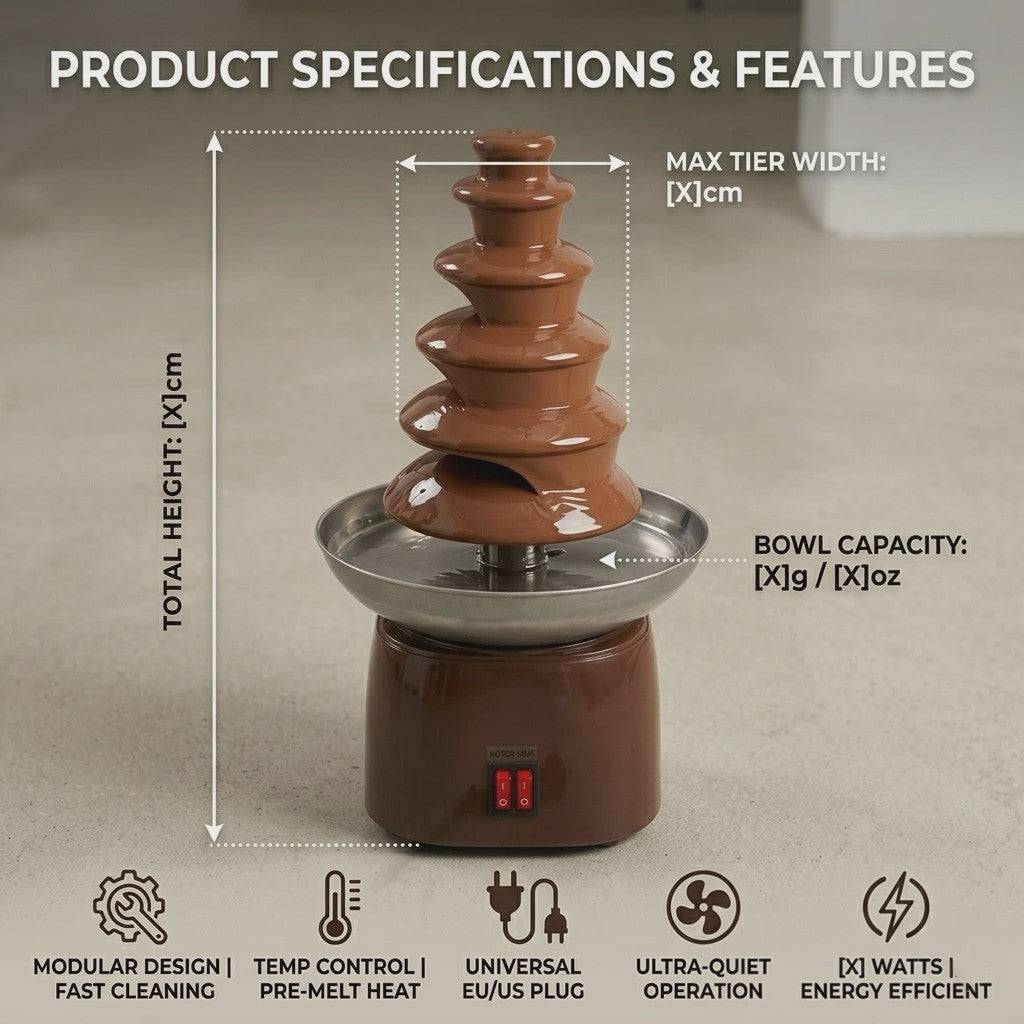 Draagbare Chocoladefontein Machine 6-Tier - Perfect voor Feestjes, Fruit Dips en Desserts