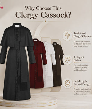 Middeleeuwse Priesterlijke Cassock Robe met Kruis & Accessoires - Retro Religieus Kostuum