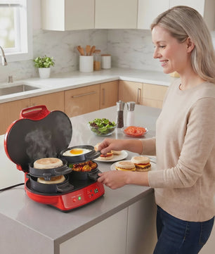 Dubbele Ontbijt Maker: Hamburgers, Broodjes & Muffins - Antiaanbaklaag