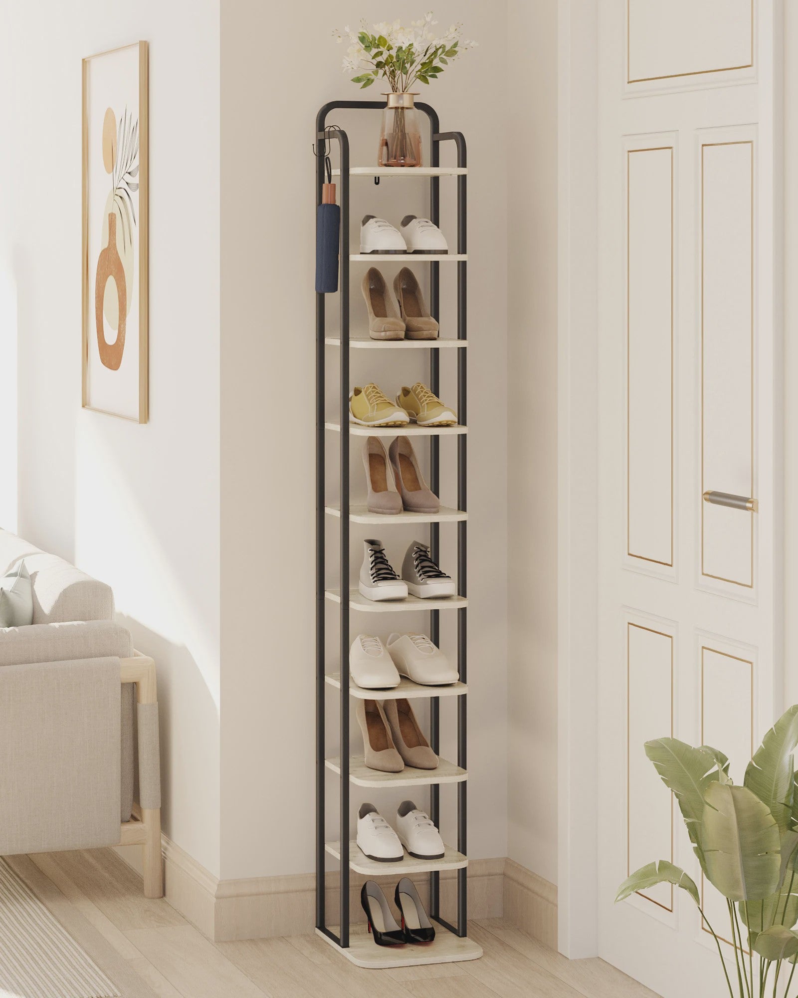 Verticale Schoenendrager Hout - Stijlvolle Schoenen Organizer voor Kleine Ruimtes