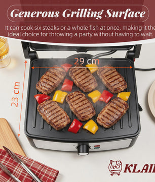 Dubbelzijdige Contactgrill 2200W - Panini Maker & BBQ met Precisie Temperatuurregeling