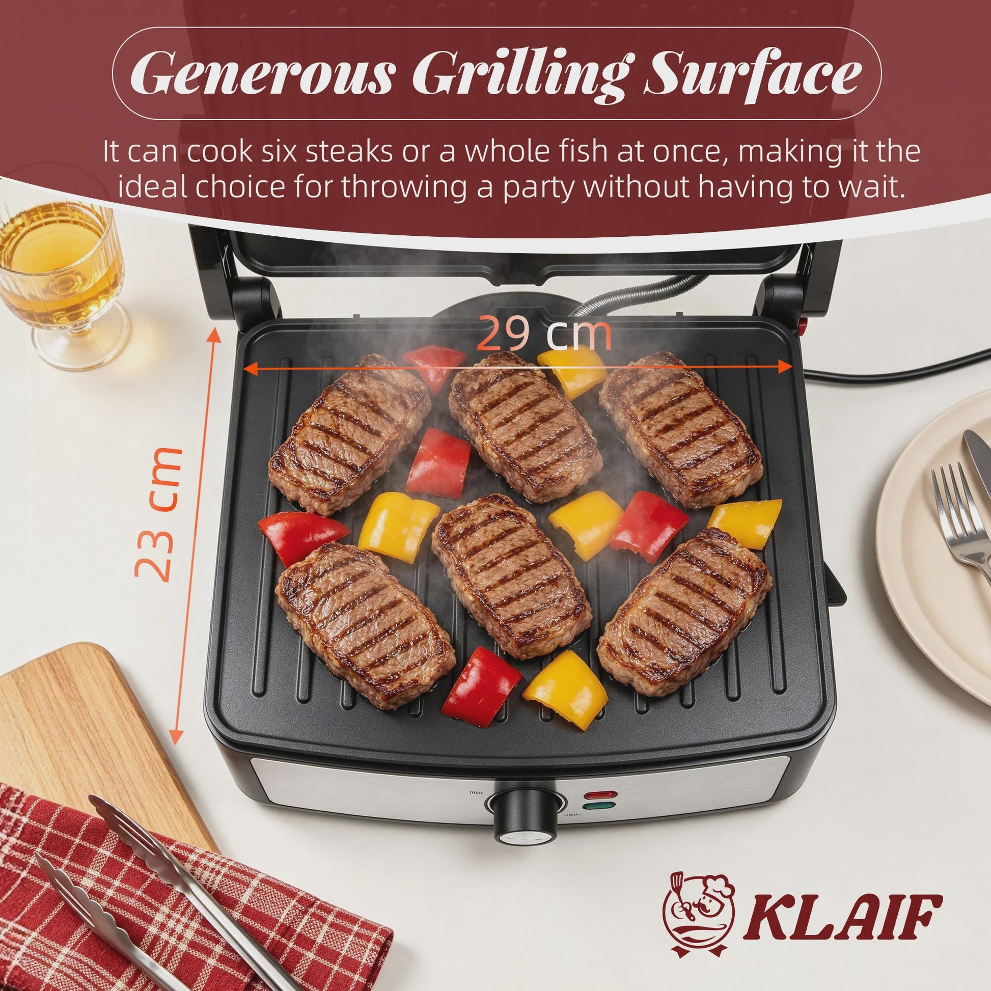Dubbelzijdige Contactgrill 2200W - Panini Maker & BBQ met Precisie Temperatuurregeling