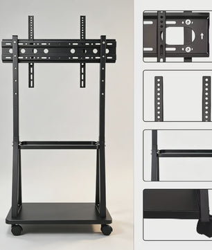 Verrijdbare TV Standaard voor 32-75 Inch TV's met 2 Legborden & Hoogteverstelling