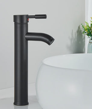 Matzwarte Waterval Wastafelfkraan - Deck Mounted, Enkele Hendel, Warm & Koud Water