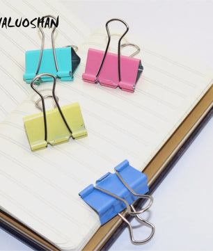 Set van 12 Gekleurde Metalen Binder Clips - 25mm & 32mm - Kantoor & School Organisatie
