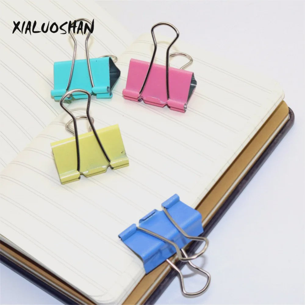 Set van 12 Gekleurde Metalen Binder Clips - 25mm & 32mm - Kantoor & School Organisatie