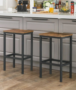 Set van 2 Krukken VASAGLE - Rustiek Hout & Zwart Metaal - 120kg Draagkracht