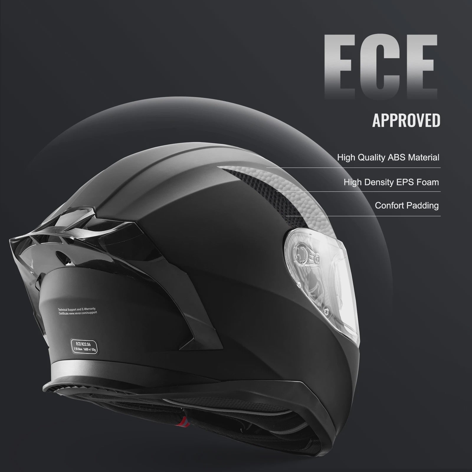 Full Face Motorhelm met Bluetooth Slot & Verwisselbare Lens - Veilig & Comfortabel voor Volwassenen