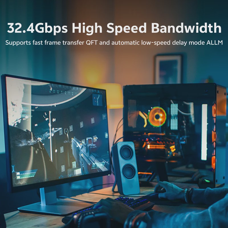 8K DisplayPort 1.4 Kabel - VESA Gecertificeerd voor Gaming, 8K60Hz, 4K240Hz, 2K360Hz