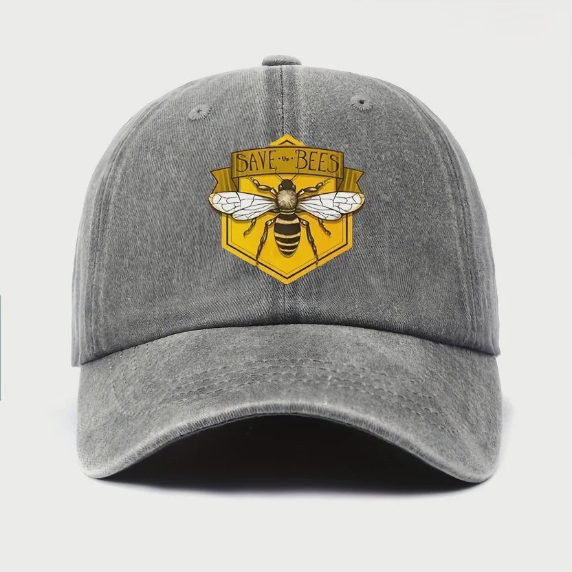 Bee Print Baseball Cap - Verstelbare Casual Pet voor Heren & Dames met Zonbescherming