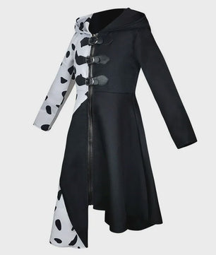 Meisjes Cruella Deville Kostuum - Zwart Dalmatiër Jumpsuit Jurk voor Halloween & Feest