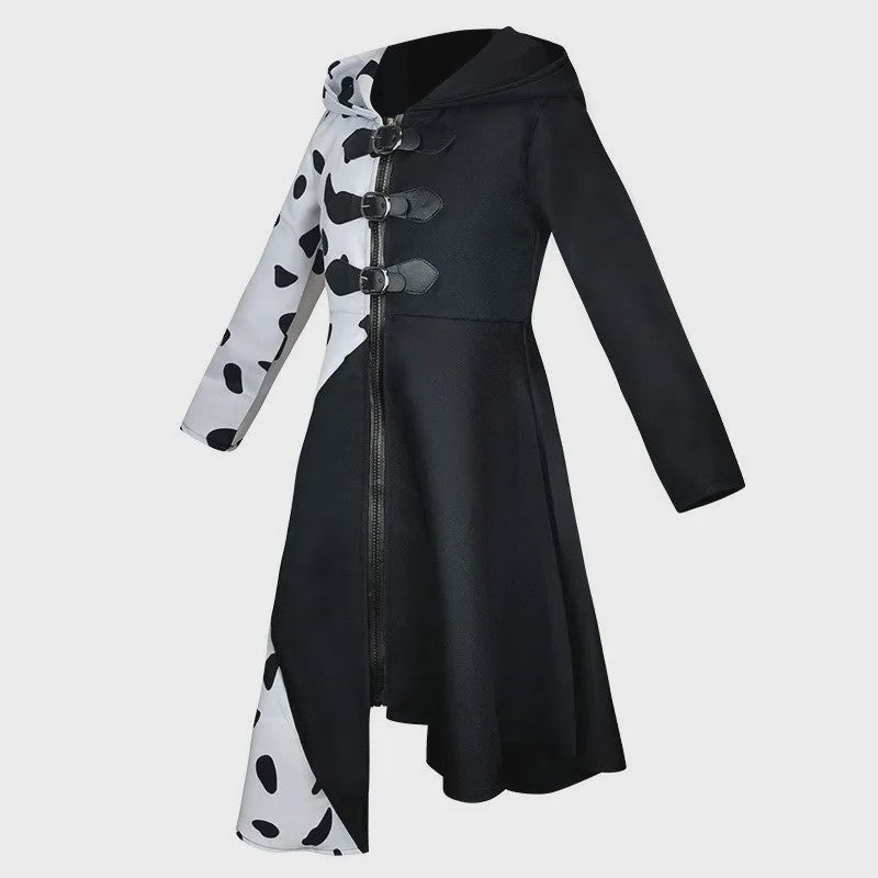 Meisjes Cruella Deville Kostuum - Zwart Dalmatiër Jumpsuit Jurk voor Halloween & Feest