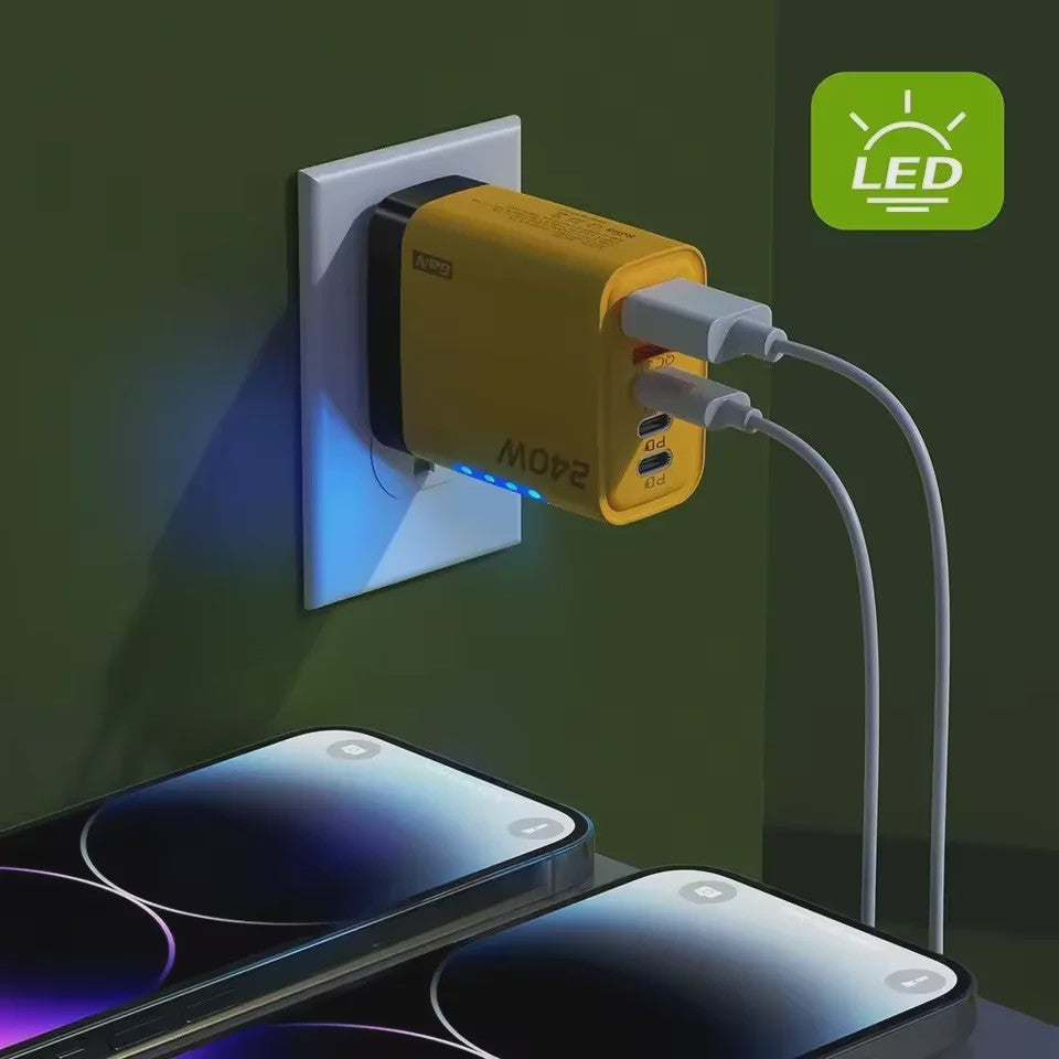 240W GaN 5-Poorts Snellader | USB-C PD & QC 3.0 | EU/US Stekker