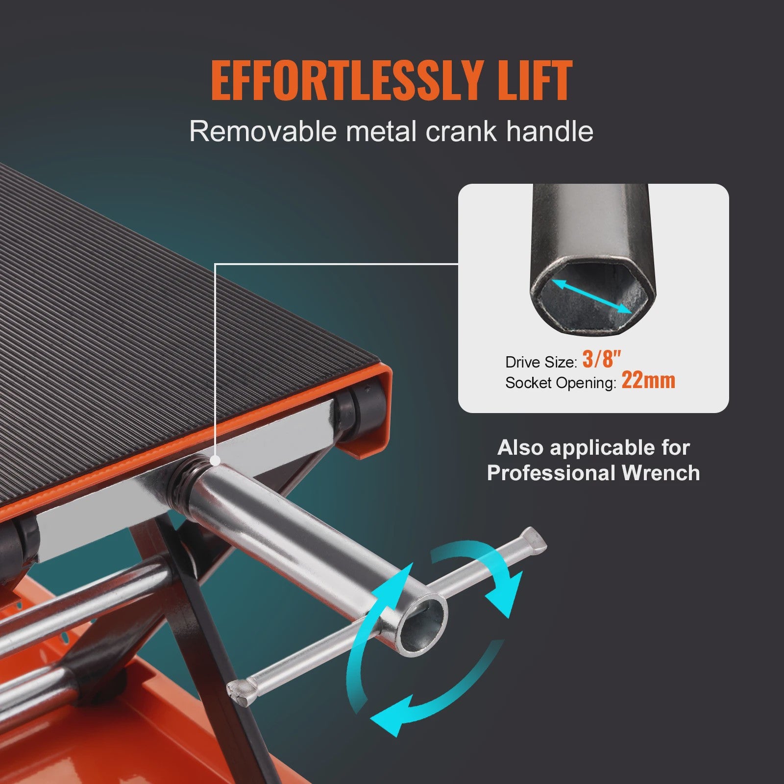 Motorlift Schaarheftafel 500kg - Robuuste Motorbok met Brede Antislip Deck en Veiligheidspin