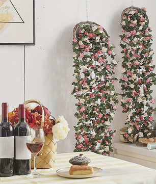 250cm Kunst Rozen Slir met Bladeren - Decoratieve Slir voor Bruiloft, Huis & Tuin