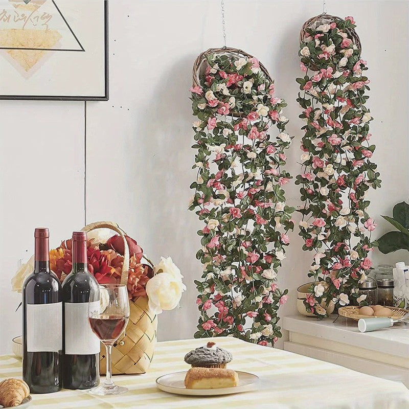 250cm Kunst Rozen Slir met Bladeren - Decoratieve Slir voor Bruiloft, Huis & Tuin
