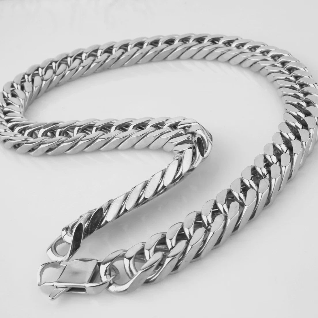 Zware Gepolijste RVS Curb Cuban Ketting - 10-17mm Breed - Waterdicht Sieraden voor Mannen & Jongens