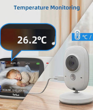 Draadloze Babyfoon met 3.2" Scherm, Nachtzicht, Temperatuur & Melodieën